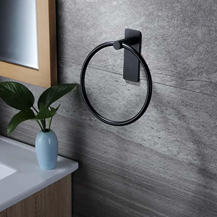 Towel%20Ring/Hand%20Towel%20Holder%20-%20Self%20Adhesive%20Round%20Towel%20Rack%20Hand%20Towel%20Bar%20for%20Bathroom,%20Stainless%20Steel%20Black%20-%20Image%206