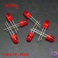 50Pcs Led Red Led 5Mm Round Led Light Emitting Diode Basic Red Light Bulbs For Electronics Project Indicator Front Panels Light Diy - Rgb Light. 