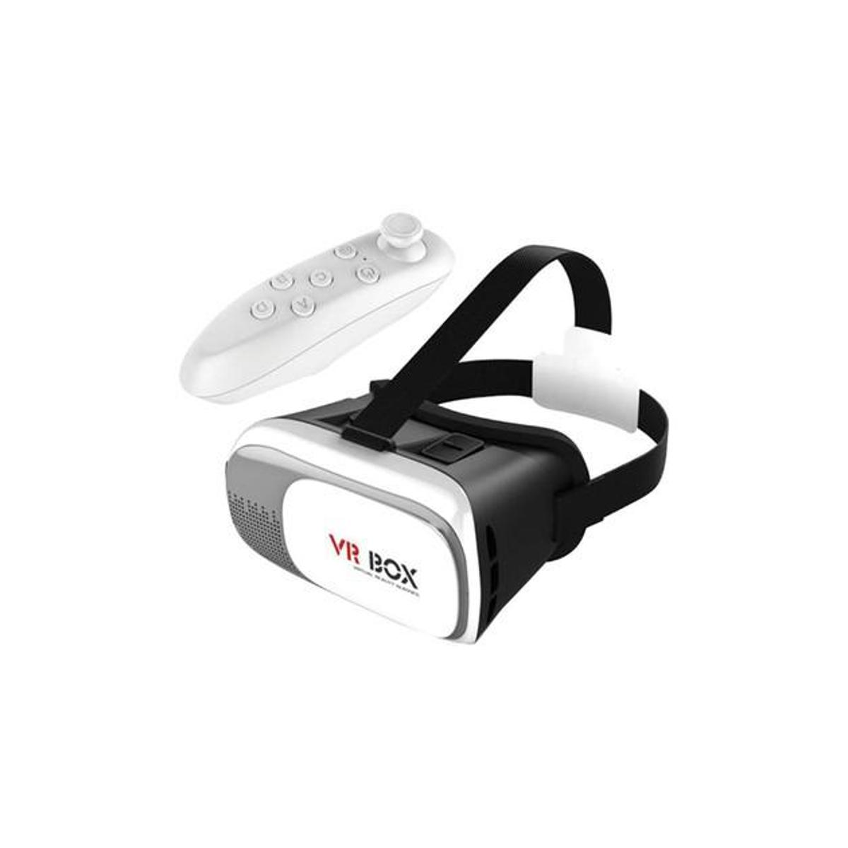 VR BOX 2.0 Virtual Reality 3D Glasses for Smartphones With REMOTE - White and Black