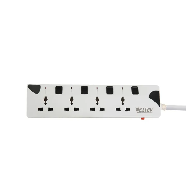 CLICK Safe 4 Point Multiplug Extension Cord 4skt Port Multi Plug Socket