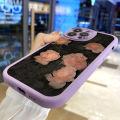 AMORVOR for Xiaomi 12 Lite 5G Back Cover Pink Rose PU Leather Case Soft Silicone Edge Mobile Cover.