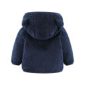 DSstyles Children Hooded Plush Jacket Long Sleeves Solid Color Zipper Coat. 