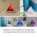 Migeet Pyramid Colorful Backlight Digital Clock with Temperature Perpetual Calendar Alarm Clocks Triangle Bell. 