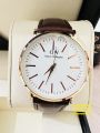 GTY DWD70 PU Leather Wrist Watch For Men Brown Dial White.