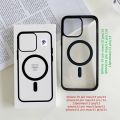 Transparent Magnetic Phone Case with Box for Magsafe Wireless Charging iPhone 11 to 15 pro max Mobile -Black Cases. 