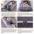 Large Size Pregnancy Pillow Gray J-Shape Pregnant Pillow Crystal velvet Full Body Maternity Pillow for Pregnant Women.