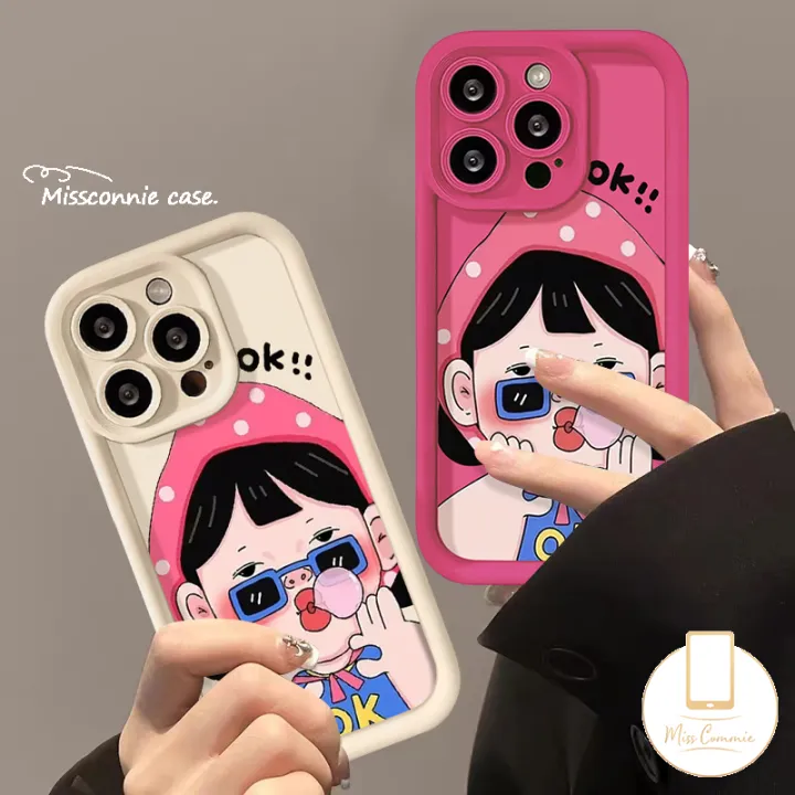 Funny%20Cute%20Sunglasse%20Blowing%20Bubble%20Gum%20Girl%20Case%20Compatible%20For%20IPhone%2013%2015%207Plus%2014%2012%2011%20Pro%20Max%208%206%207%206S%20Plus%20X%20XR%20XS%20MAX%20SE%202020%20Cartoon%20Couples%20Angel%20Eyes%20Shockproof%20Soft%20Cover%20-%20Image%206