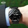 Crnaira Men Watch Stainless Steel Quartz Watches Calendar Luminous Waterproof Wristwatch. 