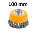TOLSEN 4" Cup Twist Wire Brush with Nut (100mm-M14) Industrial Model: 77509. 