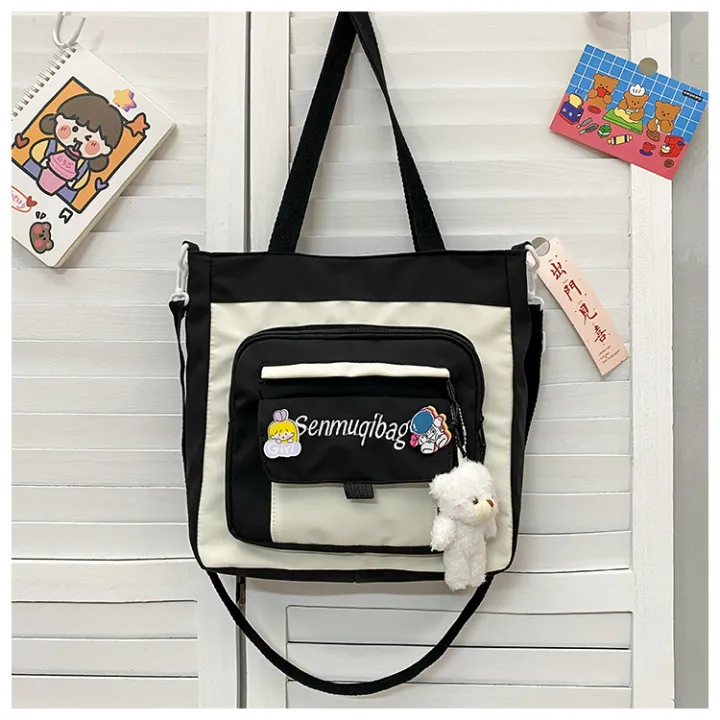 Waterproof%20Nylon%20shoulder%20bag%20with%20big%20multiples%20front%20pocket%20-%20Image%204