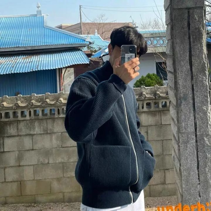 Fashion%20Winter%20Autumn%20Knitted%20Cardigan%20Korea%20Men's%20Casual%20Sweater%20Coat%20Long%20Sleeve%20Knitwear%20Loose%20Zippers%20Cardigans%20Male%20Sweater%20-%20Image%202