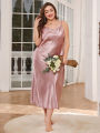 Women Plus Size Night Dress Skirt Nightgown Silk Dress.