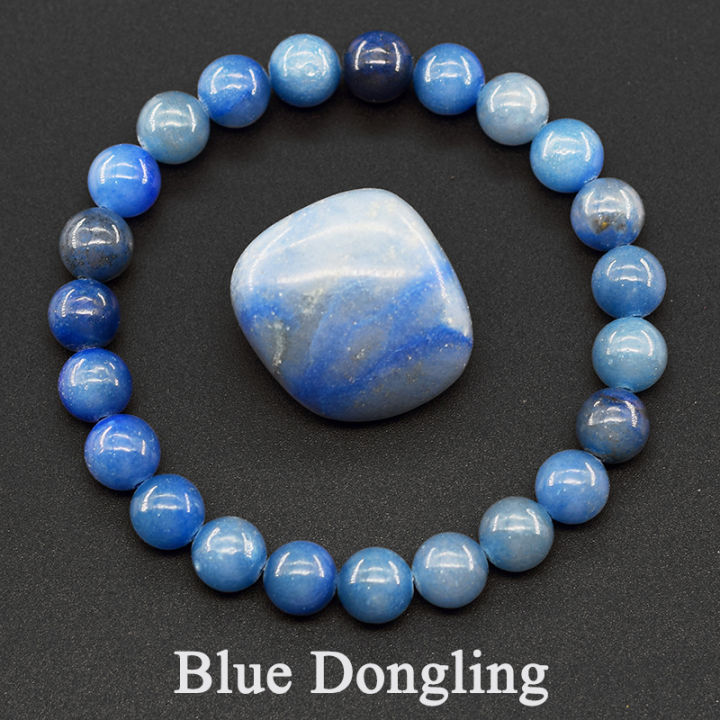Natural Aquamarins Quartzs Beads Stone Bracelet Women Men Sky Blue Stone Round Beaded Bracelet Elastic Rope Energy Jewelry Gift