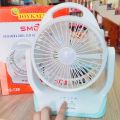 JOYKALY YG-729 AC/DC Rechargeable 2400mAh Battery Strong Wind Up-Down Adjustable Table Fan With Light. 