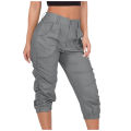 Womens Summer Cropped Pants Women Cargo Pants Cropped Trousers Harem Jogging Beam Foot Fitness Pocket Loose Short Pants Pantalon. 