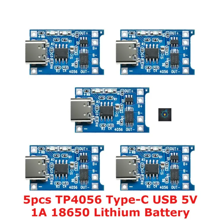 5pcs TP4056 Type-C USB 5V 1A 18650 Lithium Battery Charger Module ...
