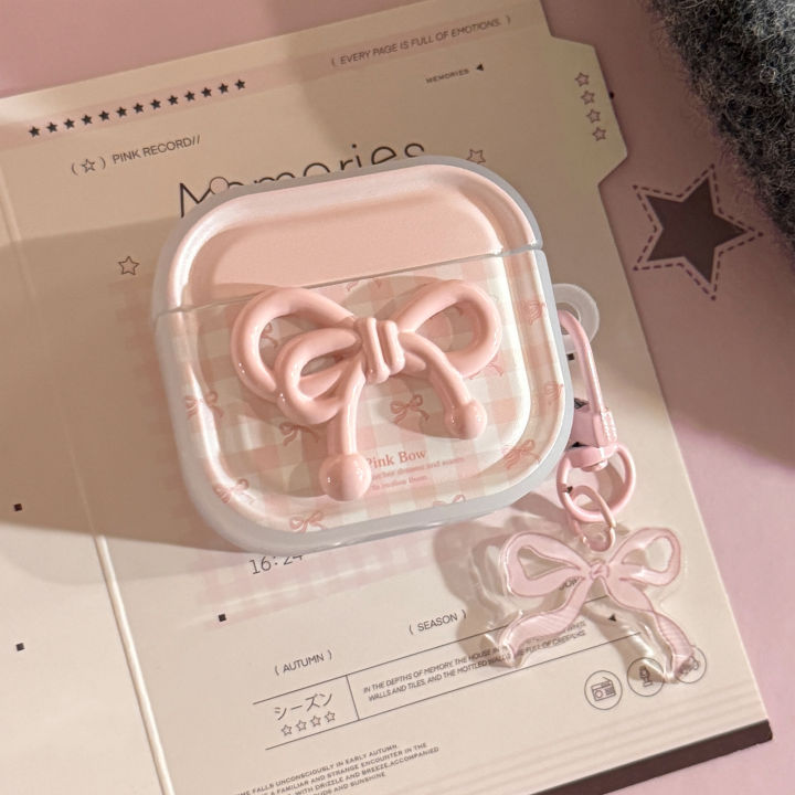 Sroof%20Case%20for%20Airpods%201%20Airpods%202%20Airpods%203%20Airpods%204%20Airpods%20pro%202%20Earphone%20Case%20New%20Pink%20Grid%203D%20Pink%20Tie%20with%20Light%20Pink%20Float%20Tie%20Pendant%20Earphone%20Protective%20Cover%20-%20Image%206