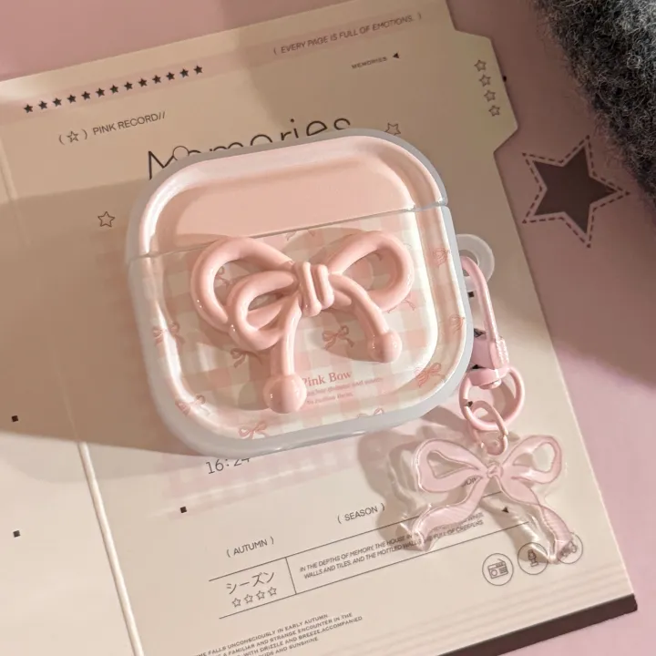Sroof%20Case%20for%20Airpods%201%20Airpods%202%20Airpods%203%20Airpods%204%20Airpods%20pro%202%20Earphone%20Case%20New%20Pink%20Grid%203D%20Pink%20Tie%20with%20Light%20Pink%20Float%20Tie%20Pendant%20Earphone%20Protective%20Cover%20-%20Image%206