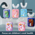 New Smart 360 Degress U Sonic Electric Toothbrush Kids Silicone Automatic Ultrasonic Tooth Brush Children Blue Light Teeth Brush. 