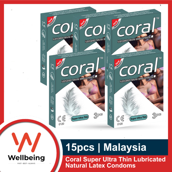 The Coral Super Ultra Thin Lubricated Latex Condoms |Half Box: 3x5=15pcs | Made in Malaysia
