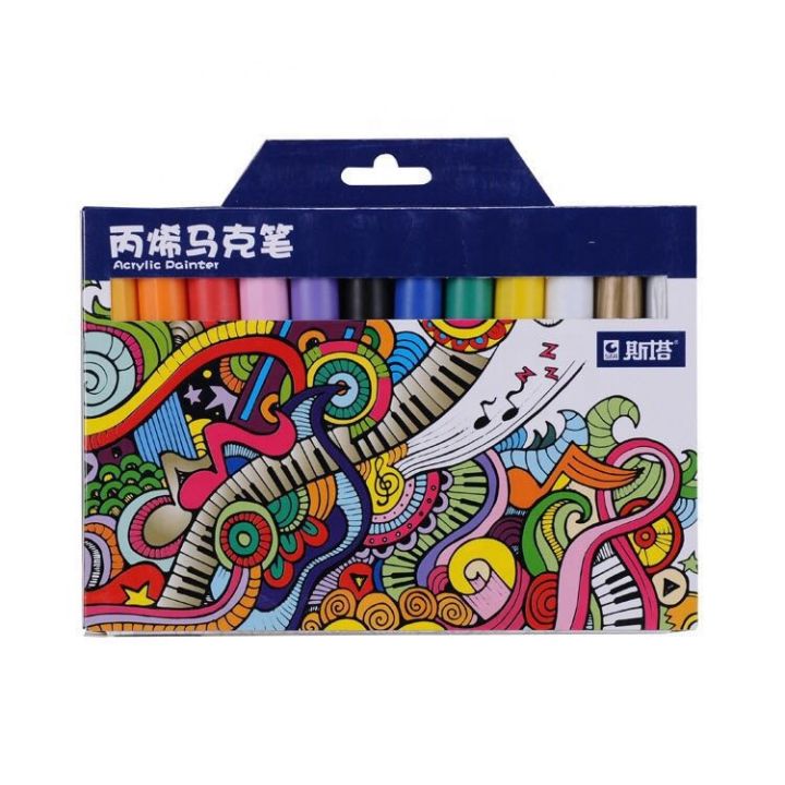 STA%20Acrylic%20Paint%20Marker%20Pens%2012%20Colors%20Permanent%20Art%20Markers%20for%20Glass%20Ceramic%20Rock%20Wood%20Canvas%20Metal%20&%20Fabric%20DIY%20Painting%20-%20Image%204