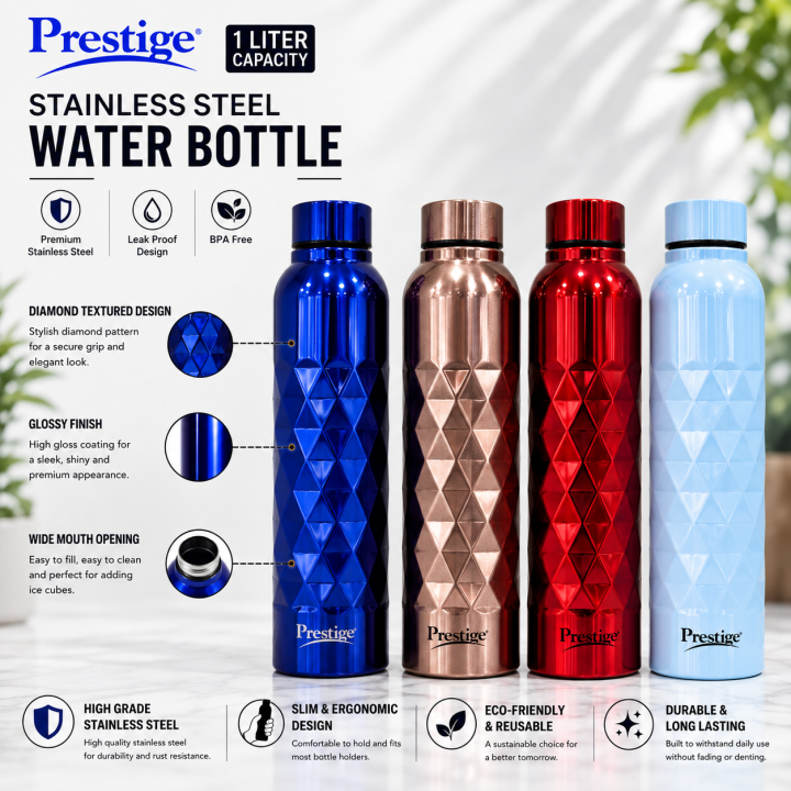 2025 latest 1000ml Stainless Steel Water bottle Stylish Handy Modern Water Cup For Daily Life Office Study Dining Outdoor Activity