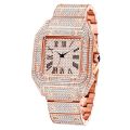 Factory direct quartz watches, fashion luxury large square diamond starry men's watches, steel band watches. 