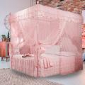 Bedroom Mosquito Netting Luxury Princess Canopy Bed Curtains 4 Corner 3 Side Openings Post Bed Curtain Bedding No Bracket. 