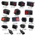 3 Pin IEC320 C14 C15 Electrical Socket LED 250V Rocker Switch Brass 10A Fuse Female Male Inlet Plug Pin Connector Computer Mount.