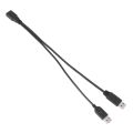 Black USB 3.0 Female to Dual USB Male Y Cable for 2.5 inch Hard Disk. 