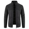 Men Sweater Jacket Fashion Winter Coat Fleece Hoodies High Quality Luxury Checkered Hooded Knit Cardigan Male Outer Wear. 