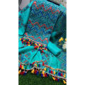 Joypuri Ari Work Unstitched Three Piece Shalwar Kameez {3 Piece} - Dress For Girls - 3 Pice Dress - Three Piece. 