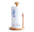 Wooden Kitchen Standing Tissue Paper Towel Roll Rack Holder Holders Toilet Roll Stand Weighted Base. 