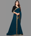 Splendid Versatile -Choice and Remark -New Indian Weightless Georgette Green Saree High Quality Embroidery Work On Blouse- Avant-garde.