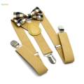 Kids Suspenders with Bow Tie Solid Color Suspenders Y Shaped Tuxedo Suspenders Party.