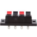2Pcs- 4-WAY Speaker Terminal Block 4 Way Connector Vertical Amplifier PCB Mount 4 Positions Cables Jointing Clamp Test Clip Stereo Strip Shape Push Release Plate 2 Black 2 Red. 