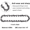 4Pcs Mini Chainsaw Chain 4 Inch Guide Saw Chain 1/4 LP Pitch, 28 Sections for Electric Protable Handheld Chain Saw Easy Install Easy to Use. 