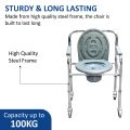 Deluxe Commode Chair With Wheel Chair - Lightweight, Foldable, Removable U-Shaped Commode, Adjustable Height, Padded Seat & Armrests, Ideal for Seniors, Home & Hospital Use.