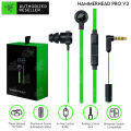 Razer Hammerhead Pro V2 Earbuds Custom Tuned Dual-Driver Technology In-Line Mic & Volume Control - Aluminum Frame.