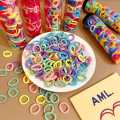 100 Pcs Baby Girl Elastic Hair Bands - High-Elastic Rubber Ties in Mixed Colors - Mini Ponytail Holders for Kids & Women".