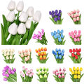 5Pcs/set Artificial Tulips Lifelike Realistic Plastic Faux Silk Floral Simulation for Home.