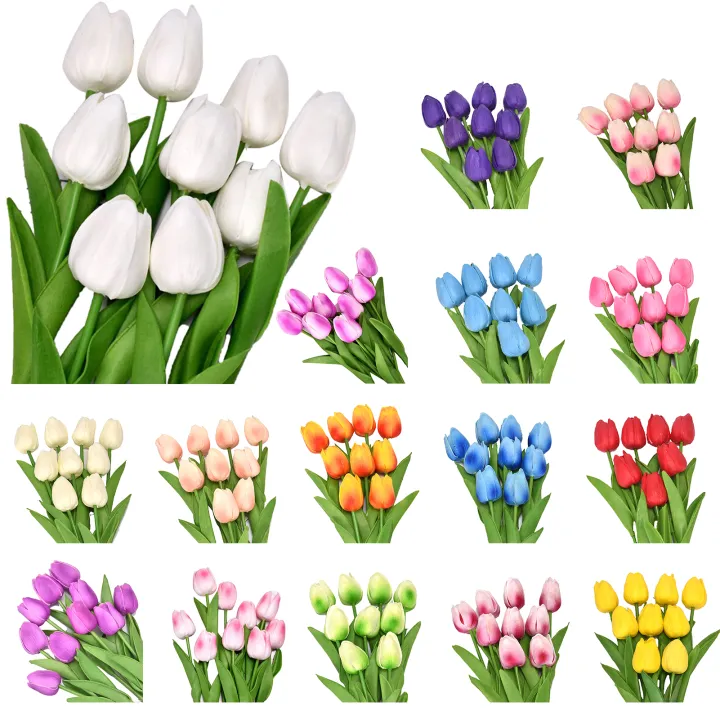 5Pcs/set%20Artificial%20Tulips%20Lifelike%20Realistic%20Plastic%20Faux%20Silk%20Floral%20Simulation%20for%20Home%20-%20Image%208