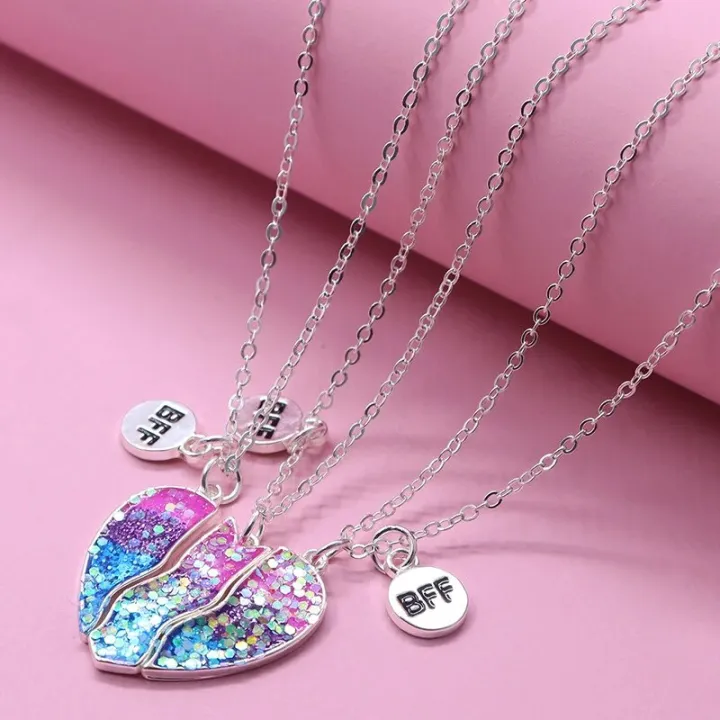 Qpeach%203Pack%20Heart%20Flower%20Butterfly%20Star%20Glitter%20Pendant%20Best%20Friend%20Girls%20BFF%20Necklace%20of%203%20for%20Kids%20Friendship%20Jewelry%20Gifts%20-%20Image%205