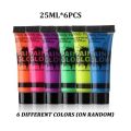6/24pcs Body Art Paint Neon Fluorescent Party Festival Halloween Cosplay Makeup Party Tools Kids Face Paint UV Glow Painting.