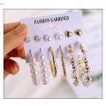 Fashionable Trendy 6 Pairs = 12 Pcs Pearl Stud Earrings for Girls Simple Stylish - Trendy Big Hoop Earrings for Women New Collection Simple Top - Kaner Dul for Girls. 