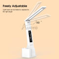 Auoyo Table Lamp Clock Desk Lamp Foldable Lamp Infinitely Dimmable Light Touch Table Lamp Eye Protection Reading Lamp Adjustable 3 Colors Desk Lamp Bedroom Bedside Lamp with Pen Holder. 