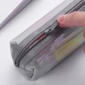 School Office Cute Stationery Organizer Box  Zipper Mesh Transparent Pencil Case  Student Pen Case Storage Supplies. 