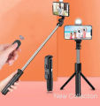 Q07 Selfie Stick Foldable Mini Tripod with Fill Light Bluetooth Remote Shutter Retractable Rod for Phone (100cm) - Selfie Stick.