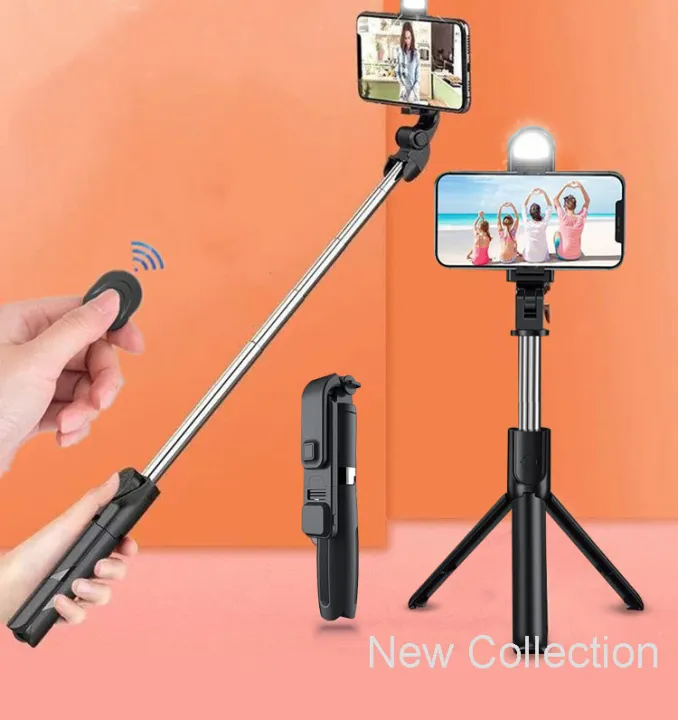 Q07%20Selfie%20Stick%20Foldable%20Mini%20Tripod%20with%20Fill%20Light%20Bluetooth%20Remote%20Shutter%20Retractable%20Rod%20for%20Phone%20(100cm)%20-%20Selfie%20Stick%20-%20Image%202