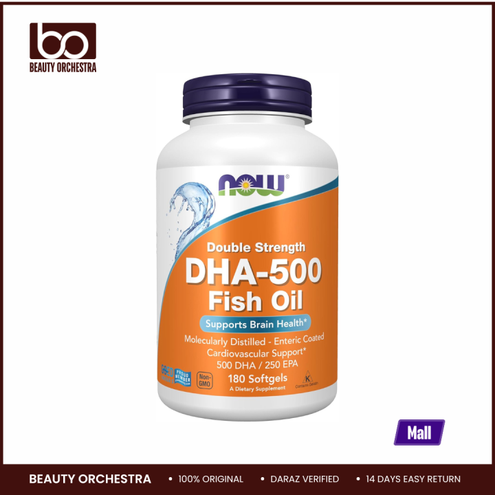 NOW DHA-500 with 250 EPA Molecularly Distilled, Supports Brain Health ...